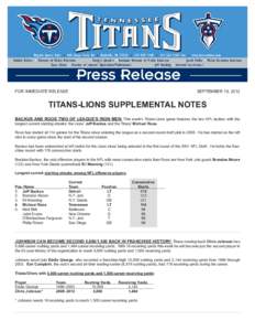 National Football League / Rob Bironas / Tennessee Titans season