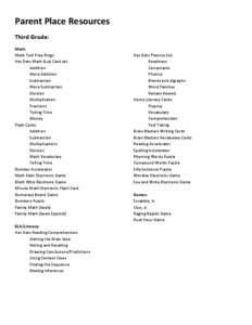 Parent Place Resources Third Grade: Math: Math Test Prep Rings Hot Dots Math Quiz Card set: Addition