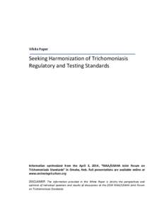 White Paper  Seeking Harmonization of Trichomoniasis