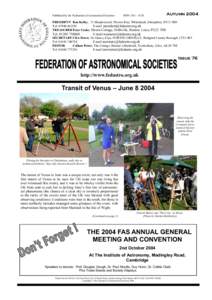 Published by the Federation of Astronomical Societies  ISSNAutumn 2004