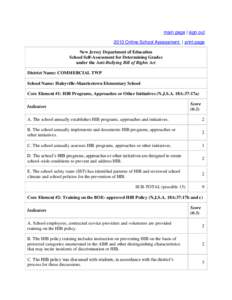 main page | sign out 2013 Online School Assessment | print page New Jersey Department of Education School Self-Assessment for Determining Grades under the Anti-Bullying Bill of Rights Act District Name: COMMERCIAL TWP