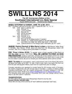 SWILLLNS 2014 The 30th Anniversary Edition of the