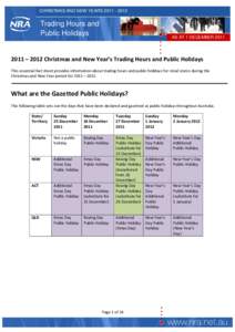 Microsoft Word - Christmas Period Trading  Holidays - Xmas & NY[removed]as at[removed]docx