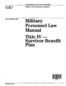 OGC-94-4 Military Personnel Law Manual Title IV - Survivor Benefit Plan