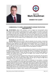 Hansard, 20 MarchSpeech By Mark Boothman MEMBER FOR ALBERT