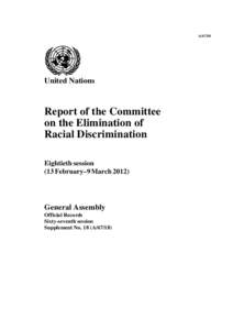 AUnited Nations Report of the Committee on the Elimination of