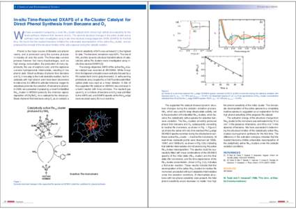 4 Chemical and Environmental Science  PF Activity Report 2008 #26 e have succeeded in preparing a novel Re10 cluster catalyst which shows high activity and selectivity for the direct synthesis of phenol from benzene and 