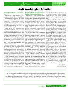 Volume 43, Number 3  AAG Washington Monitor House Passes Higher Education Act On February 7, 2008, the House of Representatives passed H.R. 4137, the College