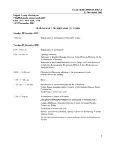 EGM/TRAF/2002/INF.1/Rev.1 13 November 2002 Expert Group Meeting on “Trafficking in women and girls” Glen Cove, New York, USA[removed]November 2002