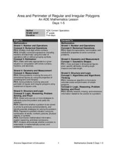 Area and Perimeter of Regular and Irregular Polygons An ADE Mathematics Lesson Days 1-5 Author Grade Level Duration