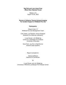 Big Fish and Lost Lakes Fires White River National Forest Meeker, CO August 19-25, 2002  Review of Airborne Thermal Infrared Imaging