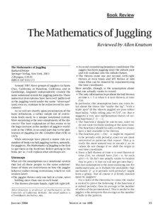 Book Review  The Mathematics of Juggling