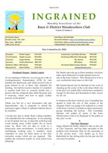 March[removed]INGRAINED Monthly Newsletter of the  Knox & District Woodworkers Club