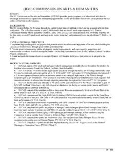 (BX0) COMMISSION ON ARTS & HUMANITIES[removed]BX0 Elements on this page of the Agency Summary include: Funding Tables: Past budget allotments show the allotment balance, calculated as allotments received to date less all 