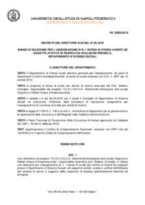 UNIVERSITA’ DEGLI STUDI DI NAPOLI FEDERICO II  Dipartimento di Scienze Sociali Rif. BS03DECRETO DEL DIRETTORE N.29 DEL