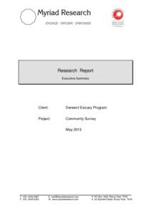 Research Report Executive Summary Client:  Derwent Estuary Program