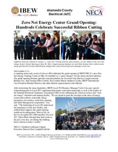Alameda County Electrical JATC Zero Net Energy Center Grand Opening: Hundreds Celebrate Successful Ribbon Cutting