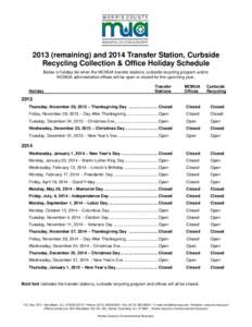 Microsoft Word[removed]MCMUA TransferStation-Office Holiday Schedule.doc