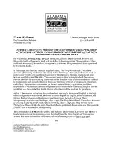Press Release  Contact: Georgia Ann Conner[removed]For Immediate Release