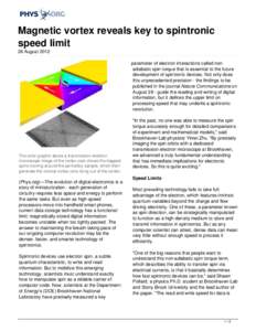 Magnetic vortex reveals key to spintronic speed limit