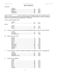 SUPRC/Boston Herald  February 27 – March 5 New Hampshire Likely Voters