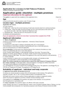 Government of Western Australia  Department of Health Public Health and Clinical Services  Application for a Licence to Sell Tobacco Products