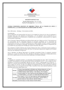 Microsoft Word - D. Ex. 626 deOtorga concesión gratuita a Asoc. de Automovilismo de Arica.  D.O.