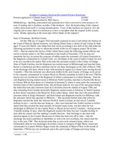 Southern Campaign American Revolution Pension Statements Pension application of Daniel Jones S1915 fn34NC Transcribed by Will Graves[removed]Methodology: Spelling, punctuation and grammar have been corrected in some ins