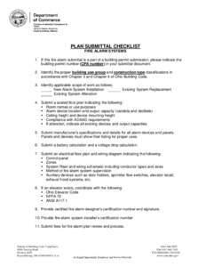 PLAN SUBMITTAL CHECKLIST FIRE ALARM SYSTEMS 1. If this fire alarm submittal is a part of a building permit submission, please indicate the building permit number (CPA number) in your submittal document. 2. Identify the p