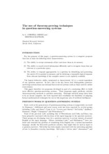 The use of theorem-proving techniques in question-answering systems by C. CORDELL GREEN and BERTRAM RAPHAEL Stanford Research Institute Menlo Park, California