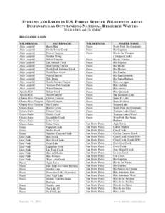 Streams and Lakes in US Forest Service Wilderness Areas Designated as Outstanding National Resource Waters[removed]NMAC