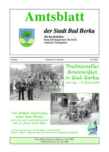 Amtsblatt der Stadt Bad Berka Mit den Ortsteilen: