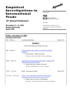 Empirical Investigations in International Trade 10th Annual Conference