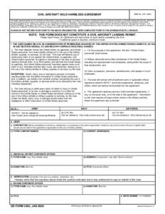 OMB No[removed]CIVIL AIRCRAFT HOLD HARMLESS AGREEMENT The public reporting burden for this collection of information is estimated to average 10 minutes per response, including the time for reviewing instructions, sea