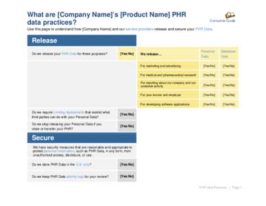 What are [Company Name]’s PHR data practices