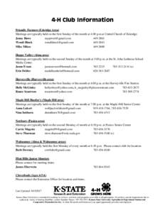 Wabaunsee County 4-H Clubs &