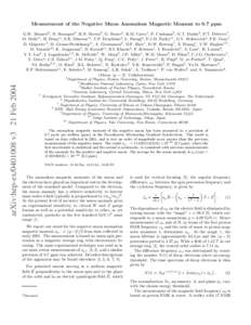 Measurement of the Negative Muon Anomalous Magnetic Moment to 0.7 ppm G.W. Bennett2 , B. Bousquet9 , H.N. Brown2 , G. Bunce2 , R.M. Carey1 , P. Cushman9 , G.T. Danby2 , P.T. Debevec7 , M. Deile11 , H. Deng11 , S.K. Dhawa