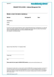 Appendix 5 NASDAQ OMX CMS - Request for access Collateral Management Web