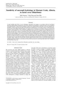 HYDROLOGICAL PROCESSES Hydrol. Process. 26, 1891–[removed]Published online 23 May 2012 in Wiley Online Library (wileyonlinelibrary.com) DOI: [removed]hyp[removed]Sensitivity of snowmelt hydrology in Marmot Creek, Alber