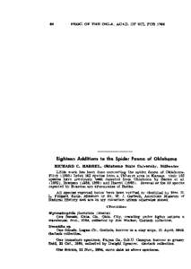 Eighteen Additions to the Spider Fauna of Oklahoma