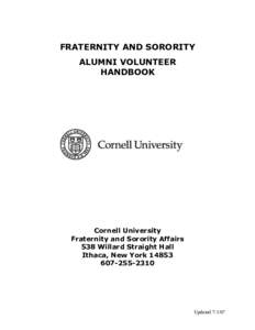 FRATERNITY AND SORORITY ALUMNI VOLUNTEER HANDBOOK Cornell University Fraternity and Sorority Affairs