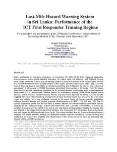 Last-Mile Hazard Warning System for Early Warnings in Sri Lank