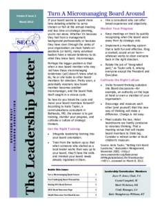 Volume 6 Issue 2  The Leadership Letter SOUTHERN EARLY CHILDHOOD ASSOCIATION