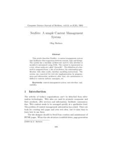 Computer Science Journal of Moldova, vol.11, no.3(33), 2003  NeoSite: A simple Content Management System Oleg Burlaca