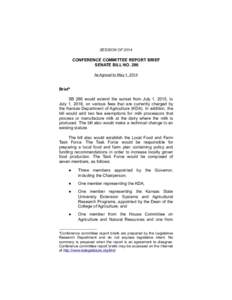 SESSION OF[removed]CONFERENCE COMMITTEE REPORT BRIEF SENATE BILL NO. 286 As Agreed to May 1, 2014