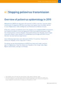 global polio eradication initiative  4 | Stopping poliovirus transmission Overview of poliovirus epidemiology in 2010 Wild poliovirus (WPV) was detected in 20 countries in[removed]In the four countries where transmission o