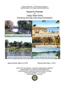 Auctioneering / Outsourcing / Request for proposal / Brannan Island State Recreation Area / Turlock Lake State Recreation Area / George J. Hatfield State Recreation Area / McConnell State Recreation Area / Proposal / Business / Sales / Procurement