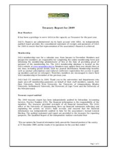 Microsoft Word - SASA Treasury report 2010 AGM _2_