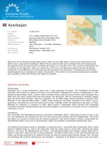 Azerbaijan Last update: Author: Population: Prime minister: President: