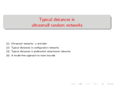 Network theory / Random graphs / Scale-free network / Shortest path problem / Giant component / Graph / Networks / Graph theory / Mathematics / Theoretical computer science